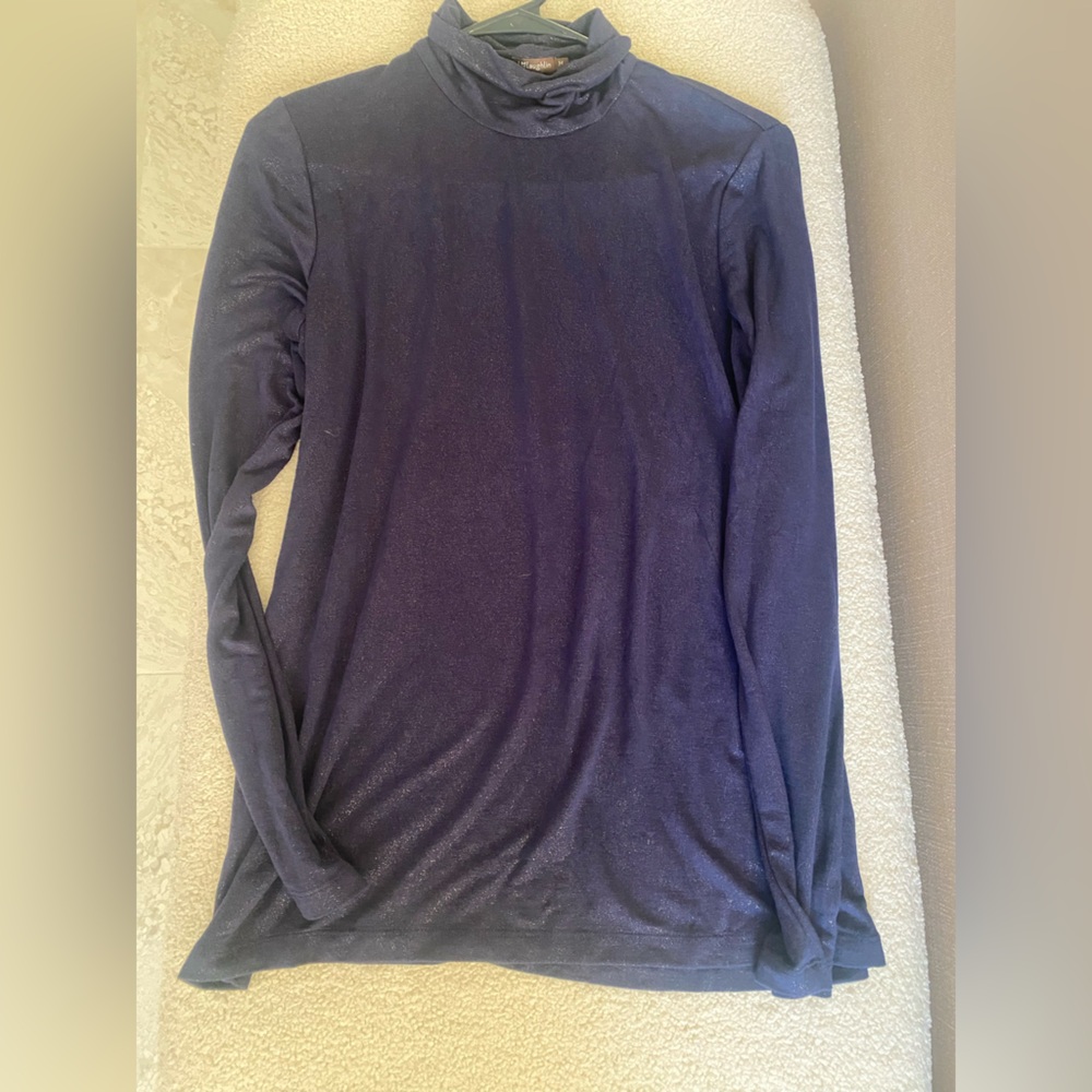 EUC J. McLaughlin Stretch Navy W/Gold SpecsLong Sleeve Turtleneck Light SZ M